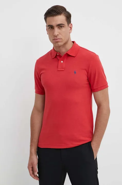 Pamučna polo majica Polo Ralph Lauren boja: crvena, bez uzorka