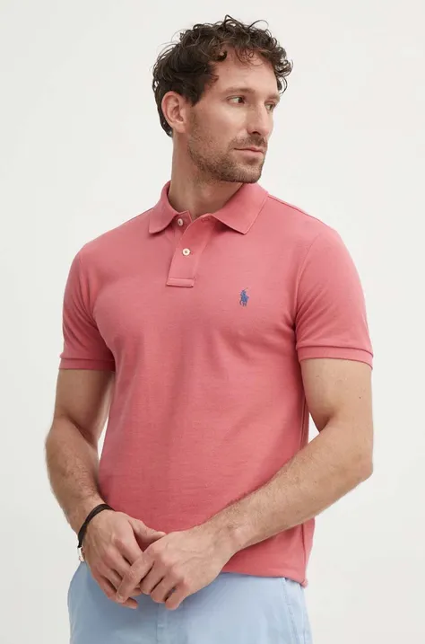 Βαμβακερό μπλουζάκι πόλο Polo Ralph Lauren χρώμα: ροζ, 710536856