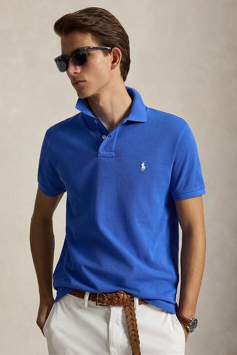Polo Ralph Lauren polo męskie bawełniane niebieskie 710536856