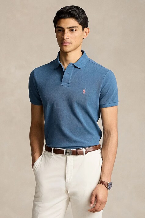 Хлопковое поло Polo Ralph Lauren однотонное 710536856