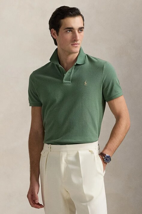 Polo Ralph Lauren polo bawełniane kolor zielony gładki 710536856