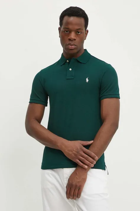Βαμβακερό μπλουζάκι πόλο Polo Ralph Lauren χρώμα: πράσινο, 710536856