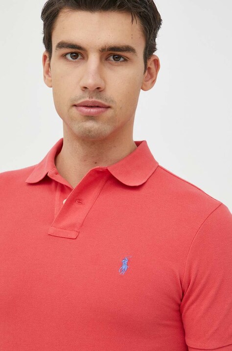 Polo Ralph Lauren polo bawełniane kolor czerwony