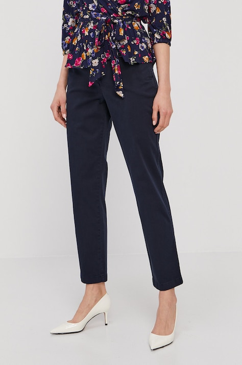 Hlače Lauren Ralph Lauren za žene, boja: tamno plava