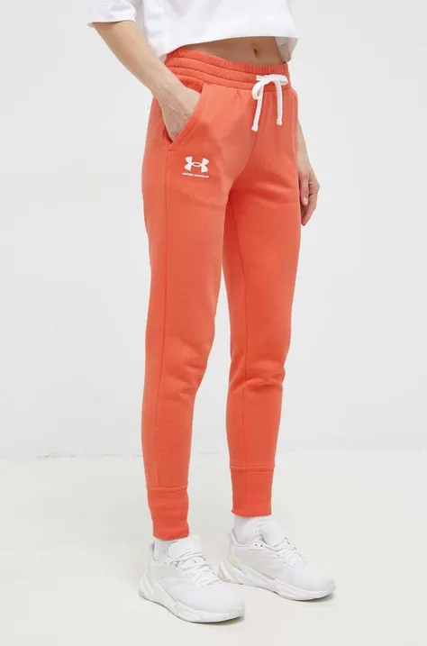 Kalhoty Under Armour dámské, oranžová barva, melanžové, 1356416-035