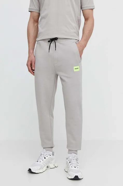 Бавовняні спортивні штани HUGO колір сірий меланж