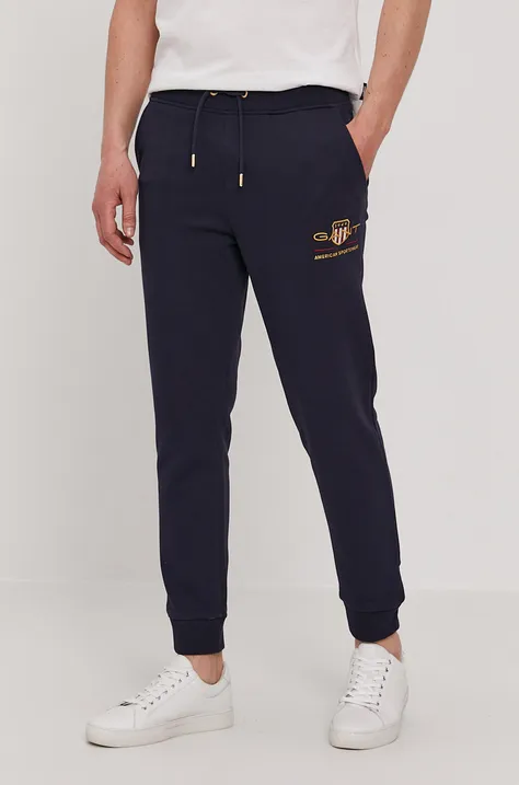 Gant Pantaloni bărbați, culoarea albastru marin, material neted