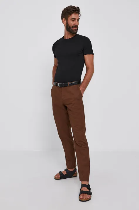 Sisley Spodnie męskie kolor brązowy dopasowane