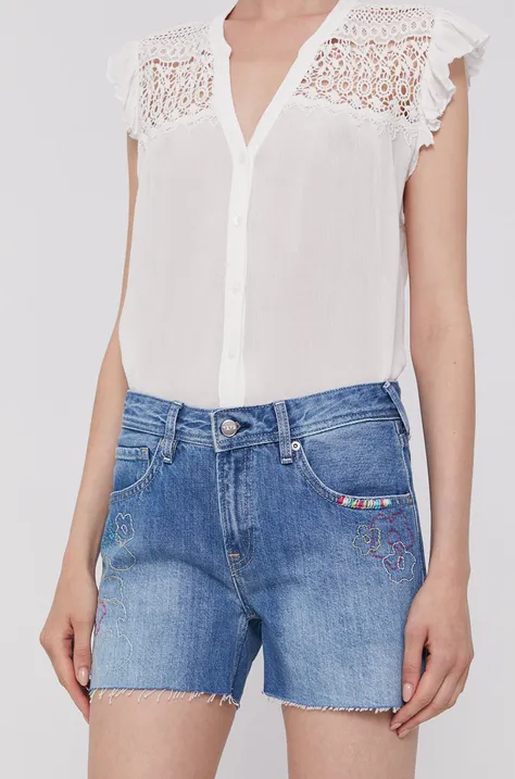 Pepe Jeans Szorty damskie z aplikacją medium waist