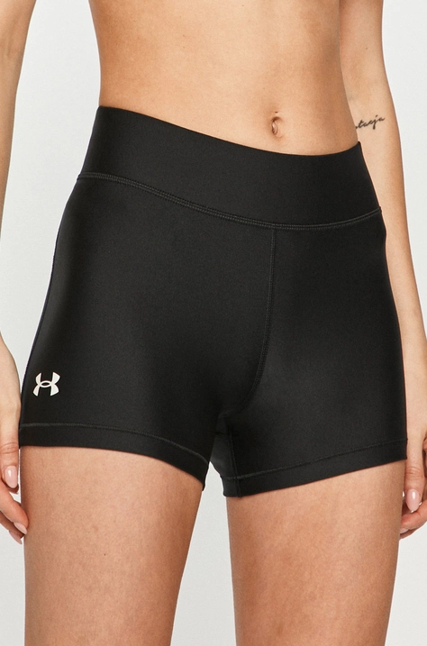 Under Armour rövidnadrág női, fekete, sima, magas derekú