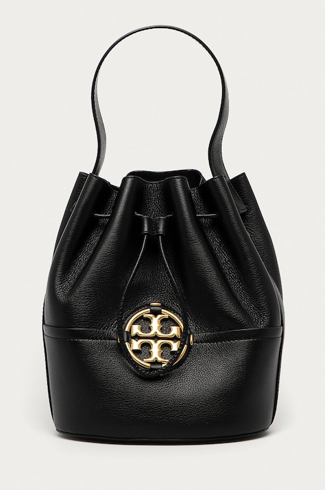 Kožená kabelka Tory Burch černá barva