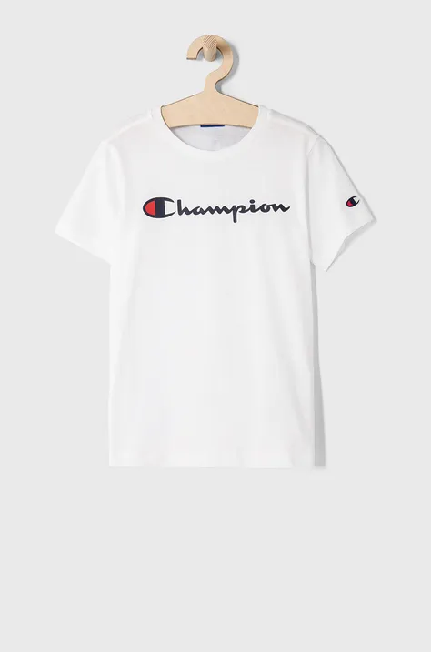 Champion T-shirt dziecięcy 305254 kolor biały z nadrukiem