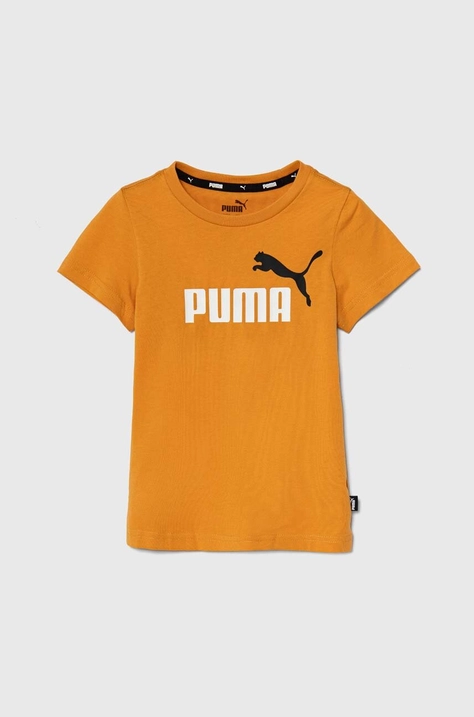 Puma t-shirt bawełniany dziecięcy kolor zielony z nadrukiem