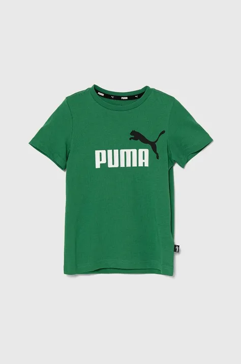 Otroška bombažna kratka majica Puma črna barva