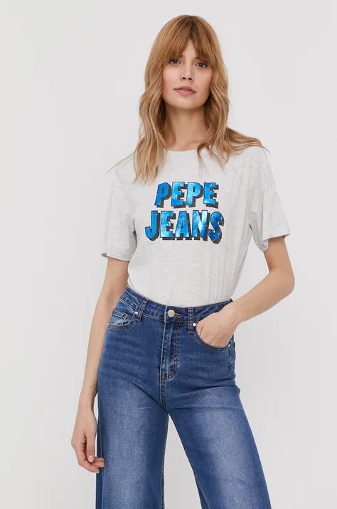 Kratka majica Pepe Jeans Cali siva barva