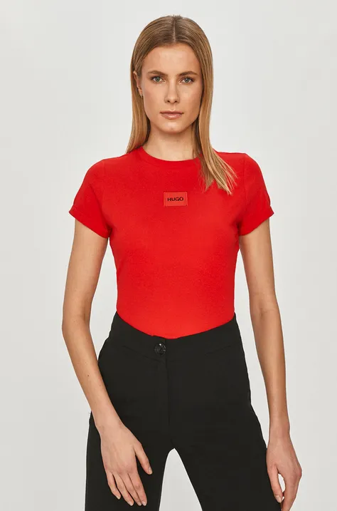 Hugo T-shirt bawełniany 50456008 kolor czerwony