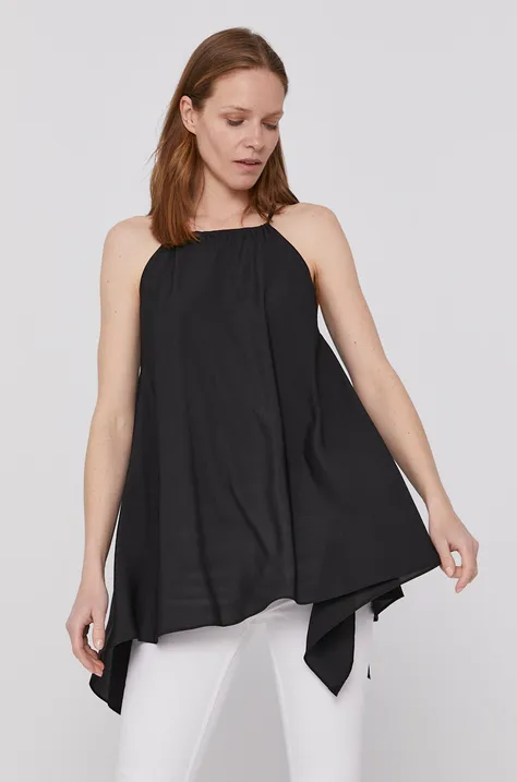 Блуза Dkny дамска в черно с изчистен дизайн