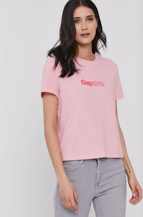 Μπλουζάκι GAP γυναικείo, χρώμα: ροζ