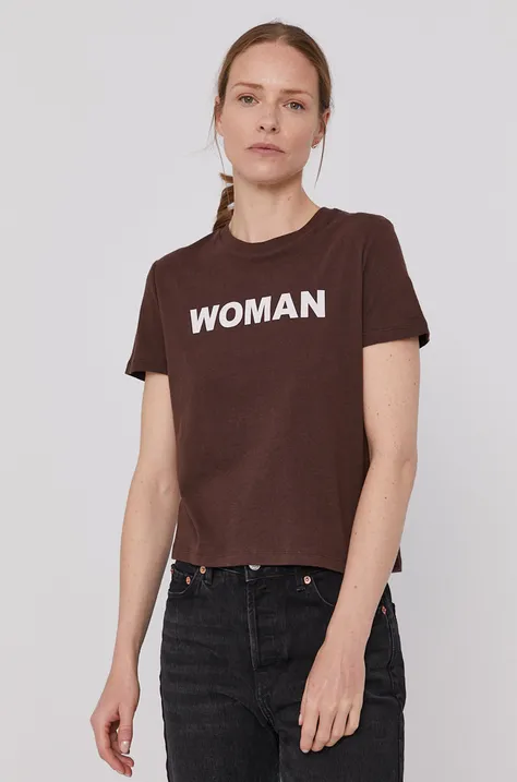 T-shirt GAP ženski, rjava barva