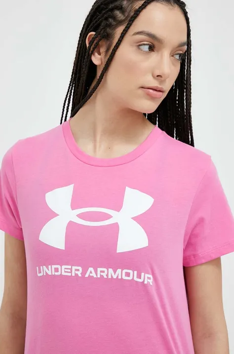 Kratka majica Under Armour ženski, roza barva