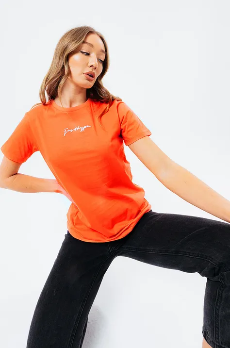 Hype T-shirt SIGNATURE damski kolor pomarańczowy