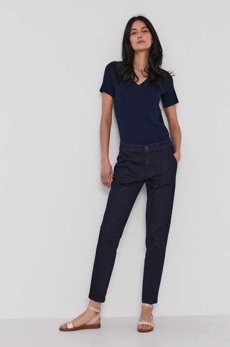 Бавовняна футболка United Colors of Benetton — SS21-TSD20L, темно-синій — фото 2