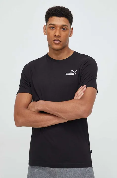 Bavlnené tričko Puma pánsky,čierna farba,jednofarebný,586668