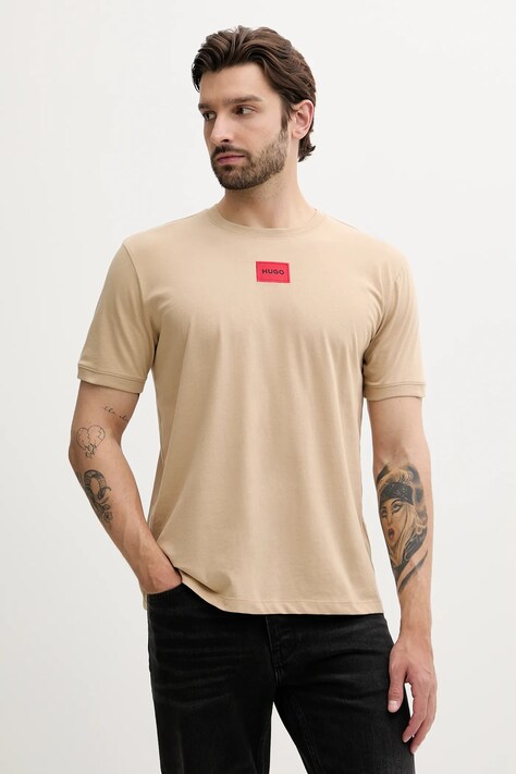HUGO tricou din bumbac culoarea alb, cu imprimeu, 50447978