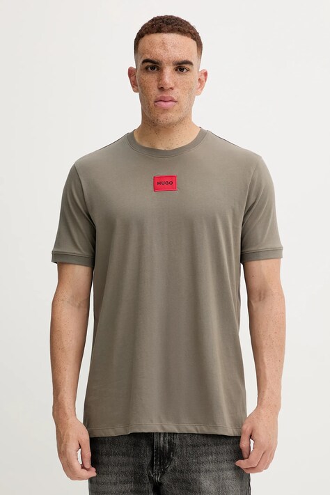 HUGO t-shirt bawełniany męski kolor biały z aplikacją 50447978
