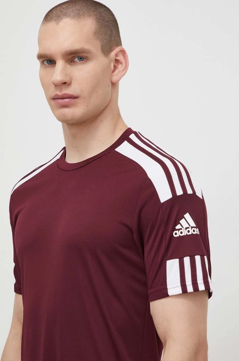 adidas Performance t-shirt męski kolor bordowy gładki GN8091