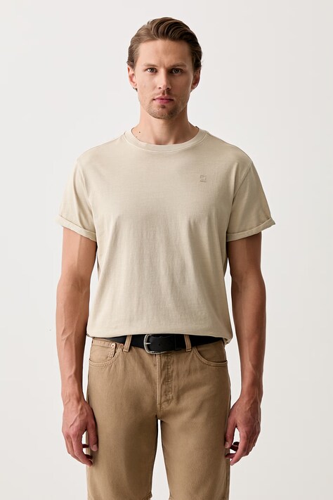 G-Star T-shirt męski bawełniany Lash beżowy D16396-2653