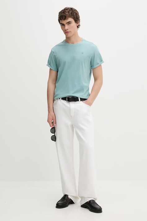 G-Star t-shirt męski bawełniany Lash turkusowy D16396-2653