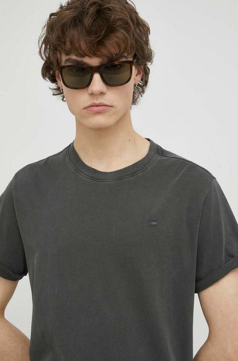 Βαμβακερό μπλουζάκι G-Star Raw χρώμα: μαύρο