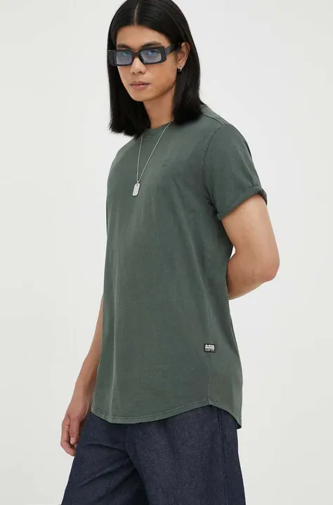 Bombažna kratka majica G-Star Raw zelena barva