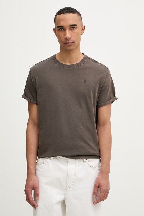 G-Star t-shirt męski bawełniany Lash brązowy D16396-2653