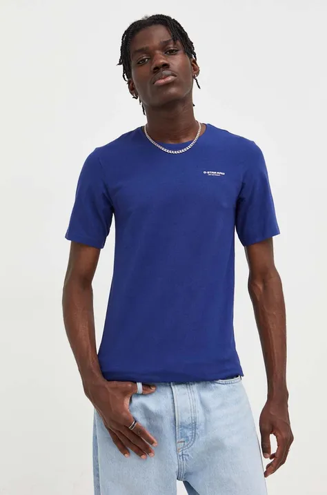 G-Star Raw t-shirt męski kolor niebieski gładki