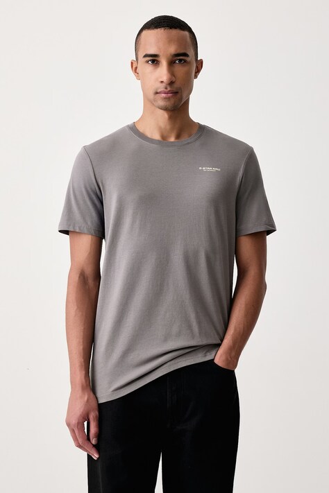 G-Star T-shirt męski bawełniany z elastanem Slim base szary D19070-C723