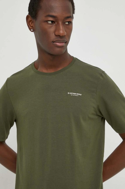 G-Star Raw tricou barbati, culoarea verde, neted