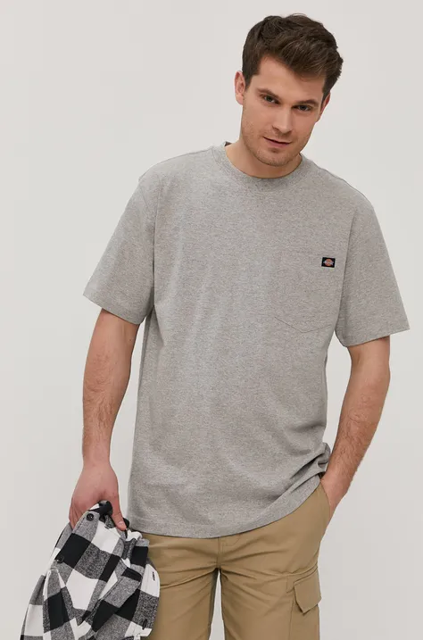 Тениска Dickies мъжка в сиво с изчистен дизайн