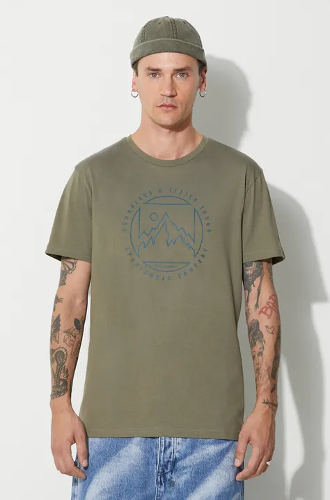 Βαμβακερό μπλουζάκι Columbia χρώμα: πράσινο