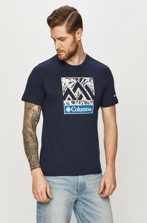 Columbia cotton t-shirt navy blue color