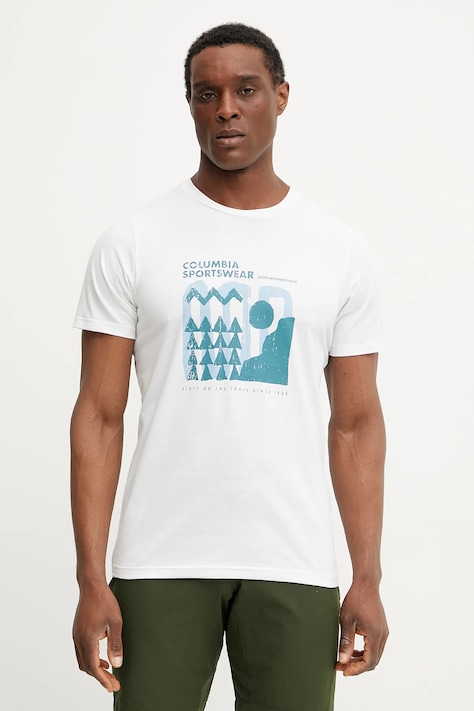 Columbia t-shirt sportowy Sun Trek kolor biały z nadrukiem 1931172