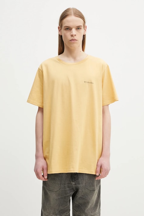 Columbia tricou din bumbac Rapid Ridge Back Graphic bărbați, culoarea bej, cu imprimeu 1934824