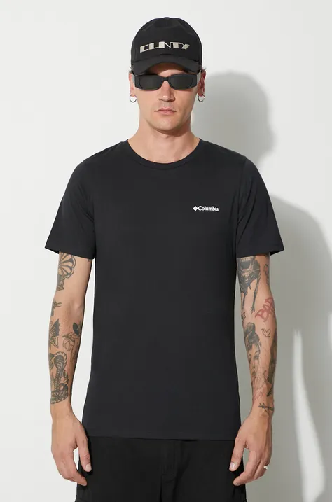 Bavlnené tričko Columbia Rapid Ridge Back Graphic čierna farba, s potlačou
