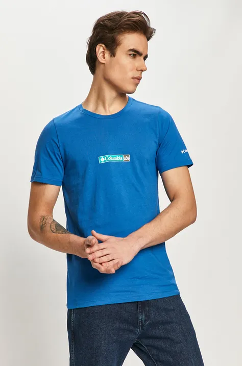 Columbia t-shirt bawełniany Rapid Ridge Back Graphic kolor niebieski z nadrukiem