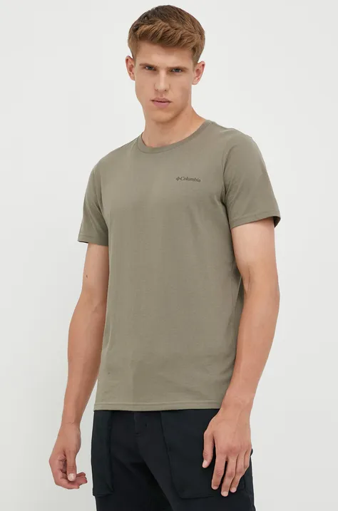 Columbia cotton T-shirt Rapid Ridge Back Graphic green color