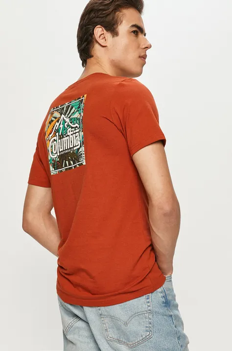 Columbia t-shirt bawełniany Rapid Ridge Back Graphic kolor pomarańczowy z nadrukiem
