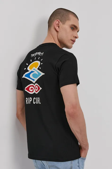 Rip Curl T-shirt męski kolor czarny z nadrukiem
