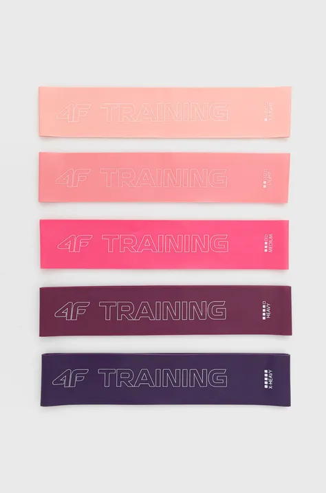 4F gumy oporowe do ćwiczeń (5-pack) kolor różowy