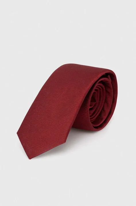 HUGO krawat jedwabny kolor bordowy